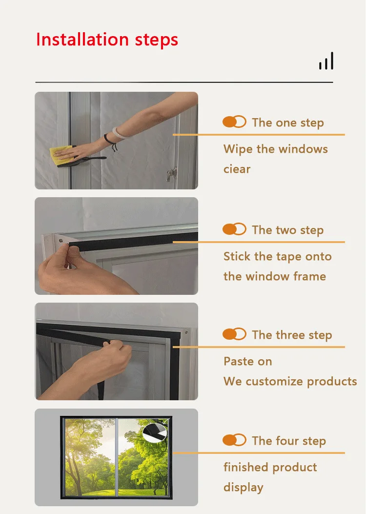 Self-Adhesive Black PP Nano Window Screen Mesh Anti-Mosquito Net Easy Install No Drill for Home