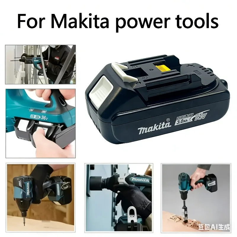 Original Makita 3AH/Makita 18V BL1830B BL1850B BL1850 BL1840 BL1860 BL1815 Backup Lithium Battery+DC18RC Charger
