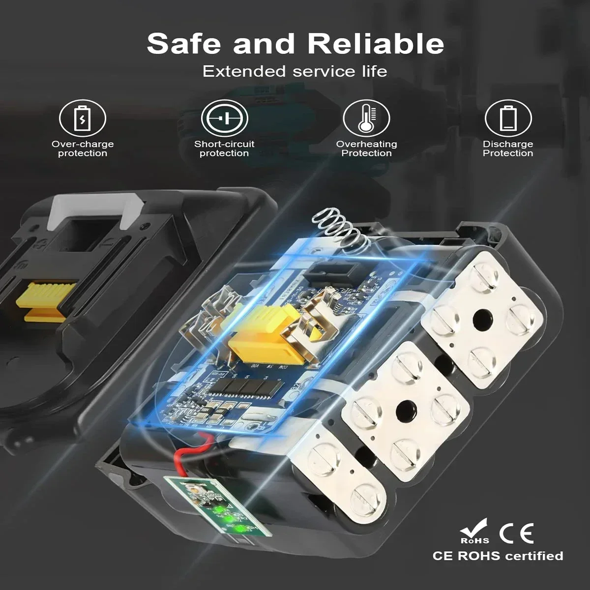 Original Makita 3AH/Makita 18V BL1830B BL1850B BL1850 BL1840 BL1860 BL1815 Backup Lithium Battery+DC18RC Charger