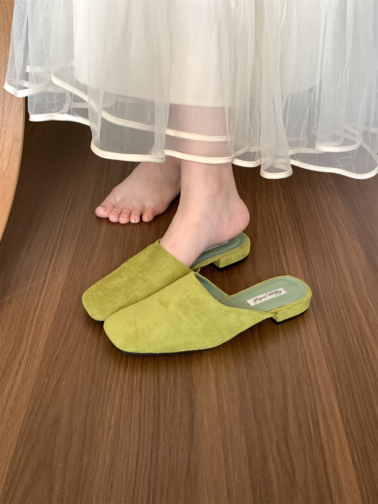 Bailamos Brand Women Slippers Square-toed Muller Shoes Lady Luxury Low Heel Outdoor Slippers Summer Fashion All-Match Slides