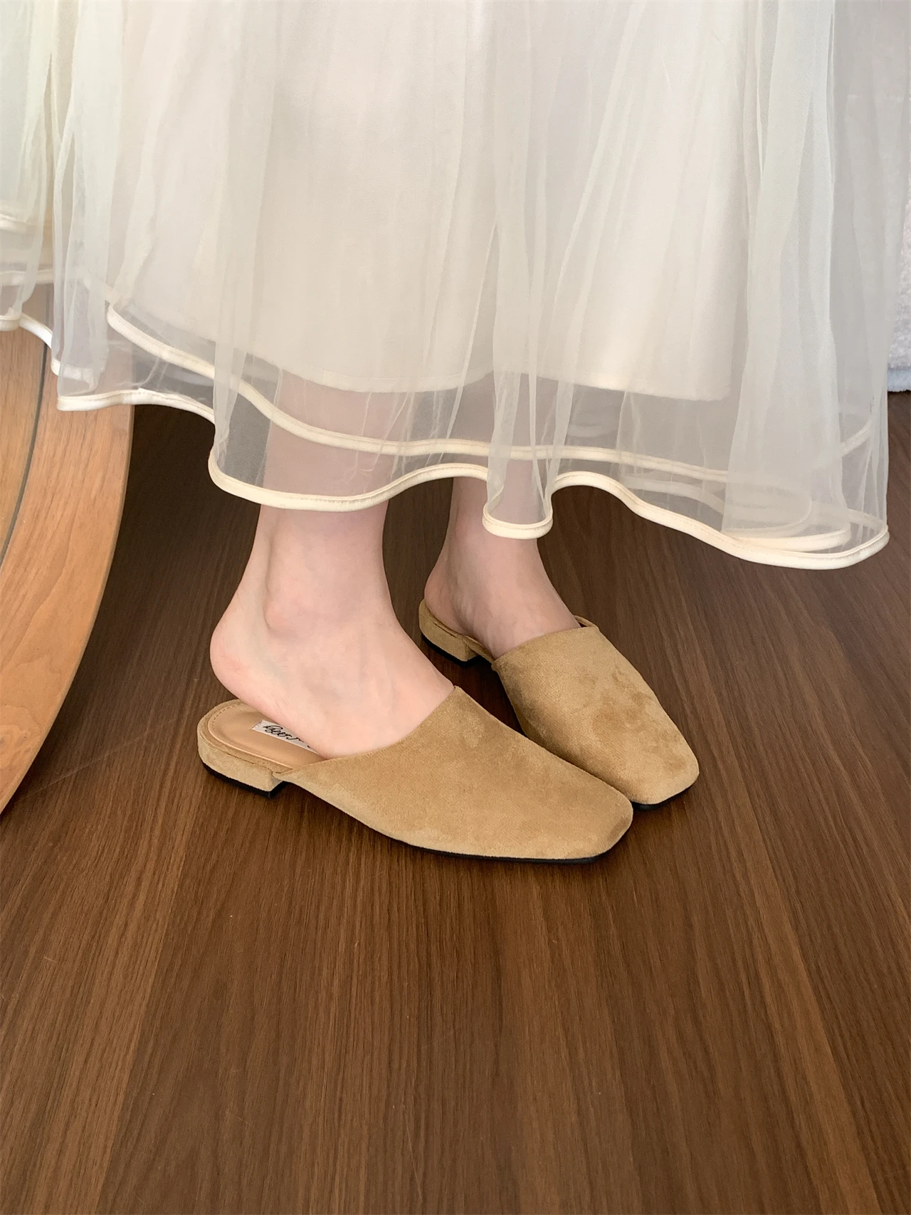 Bailamos Brand Women Slippers Square-toed Muller Shoes Lady Luxury Low Heel Outdoor Slippers Summer Fashion All-Match Slides