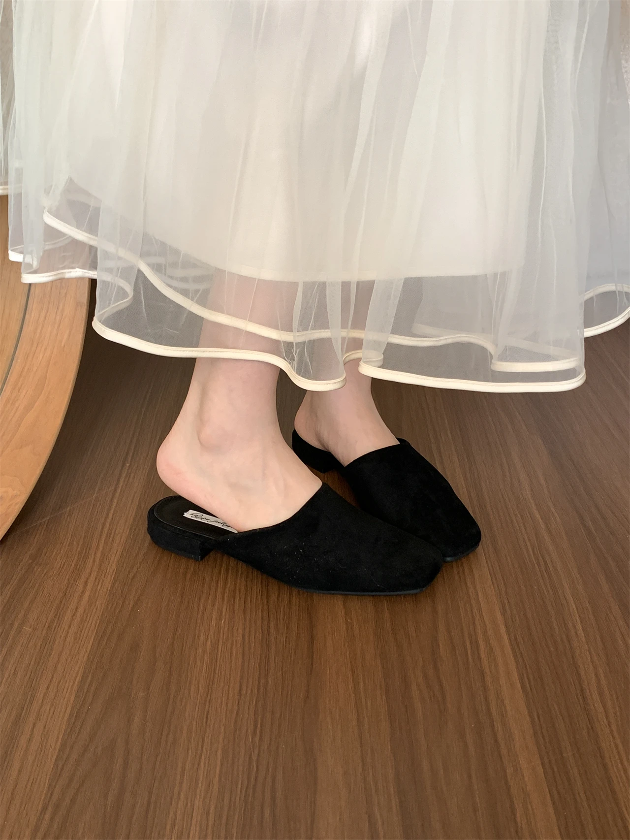 Bailamos Brand Women Slippers Square-toed Muller Shoes Lady Luxury Low Heel Outdoor Slippers Summer Fashion All-Match Slides