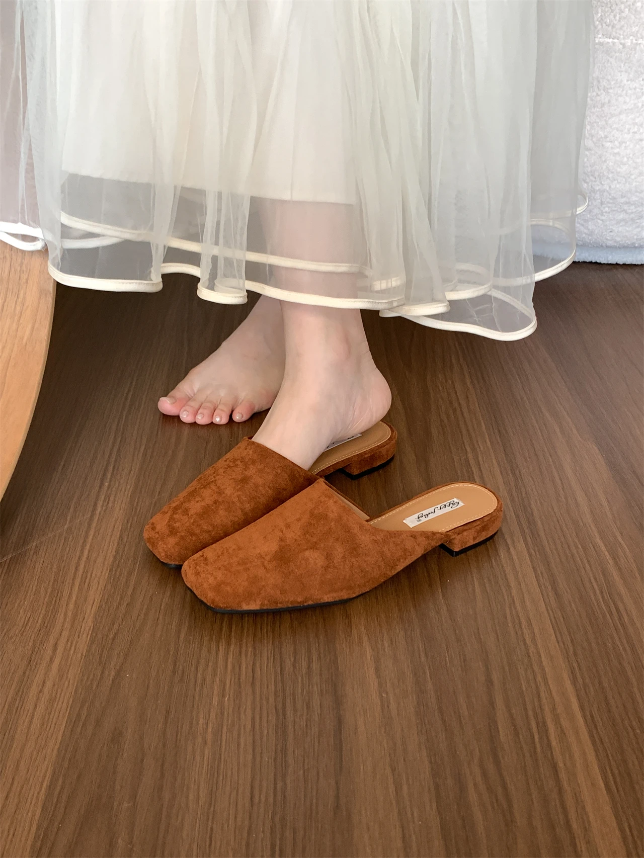 Bailamos Brand Women Slippers Square-toed Muller Shoes Lady Luxury Low Heel Outdoor Slippers Summer Fashion All-Match Slides