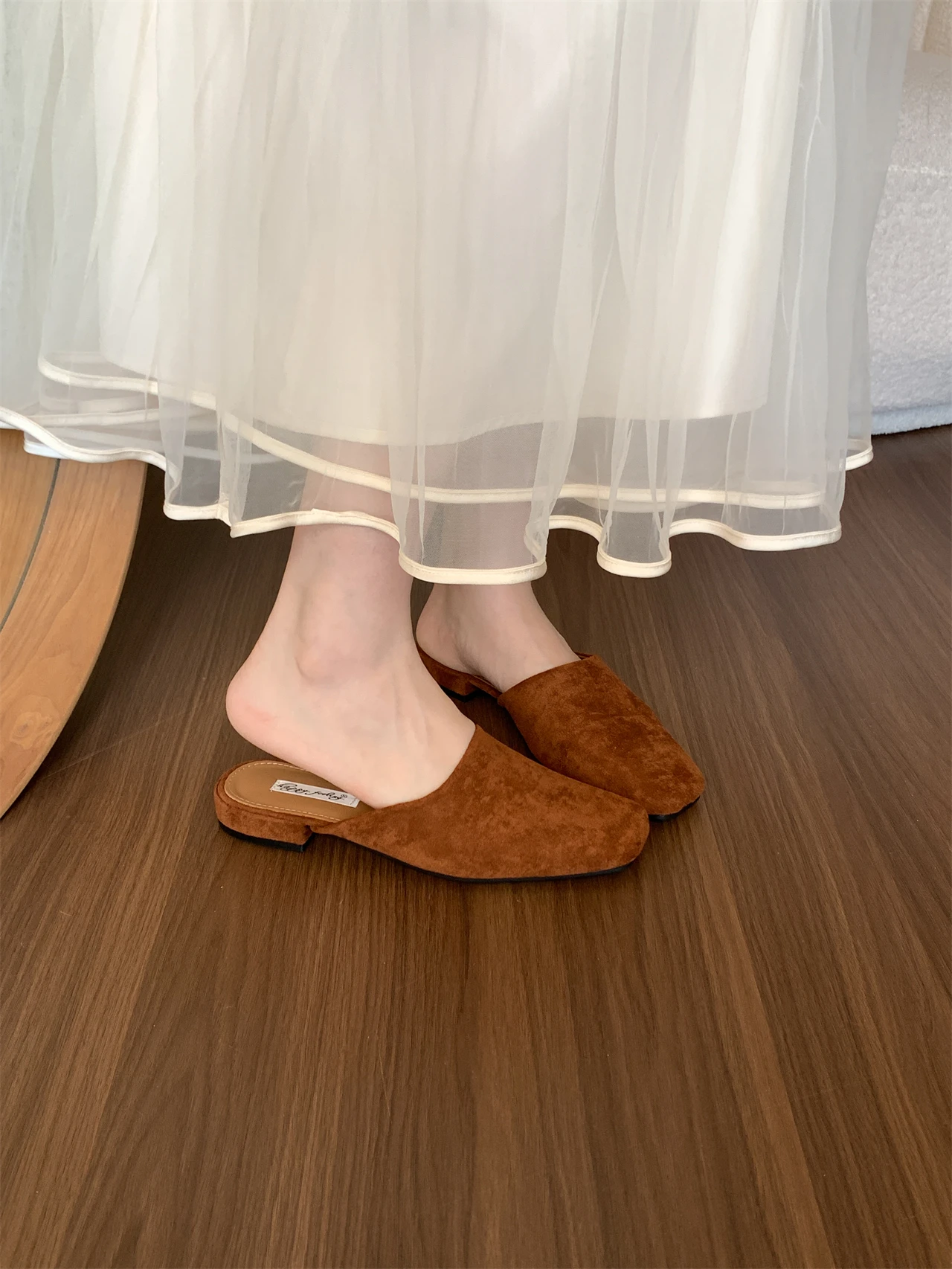 Bailamos Brand Women Slippers Square-toed Muller Shoes Lady Luxury Low Heel Outdoor Slippers Summer Fashion All-Match Slides