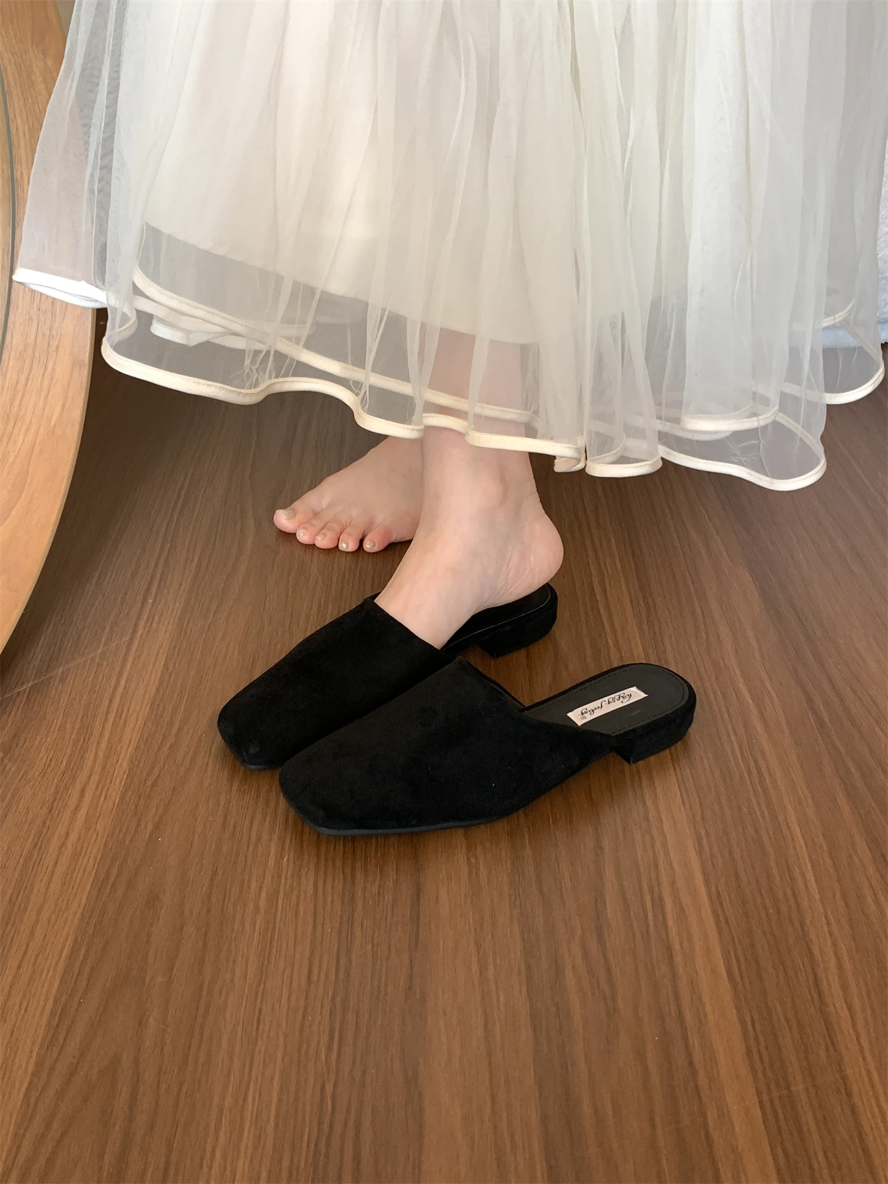 Bailamos Brand Women Slippers Square-toed Muller Shoes Lady Luxury Low Heel Outdoor Slippers Summer Fashion All-Match Slides