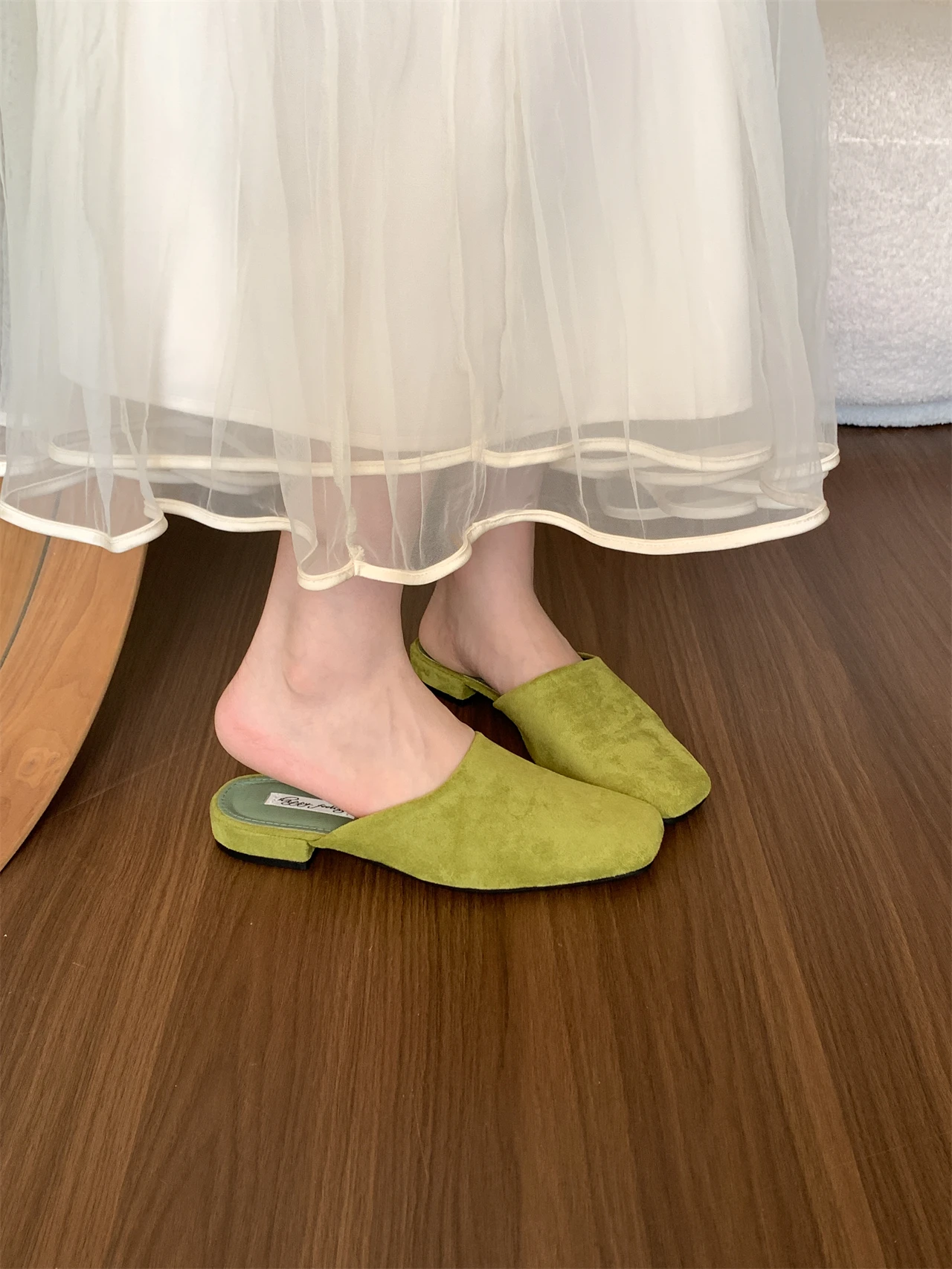 Bailamos Brand Women Slippers Square-toed Muller Shoes Lady Luxury Low Heel Outdoor Slippers Summer Fashion All-Match Slides