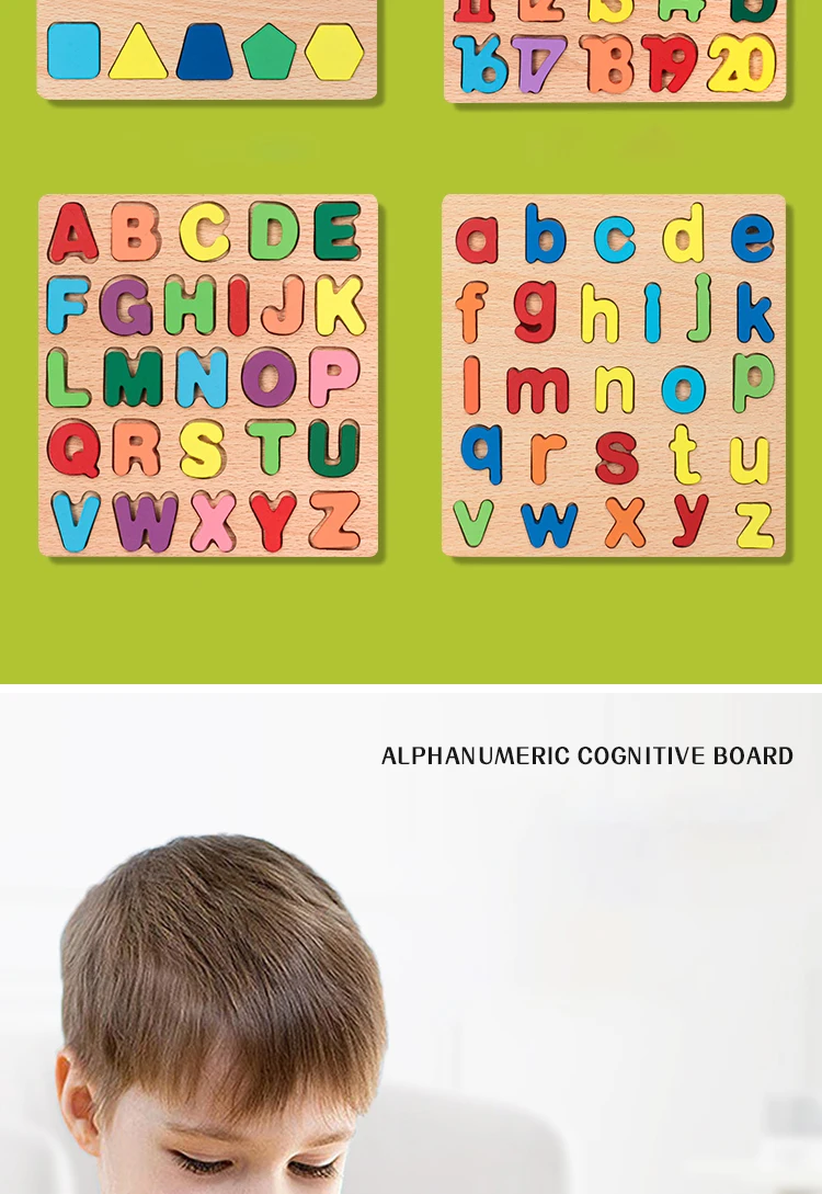 Kids Alphabetic Arithmetic Number Geometric Shapes Wooden Puzzle Montessori Preschool Learning Educational Game Toy for Children