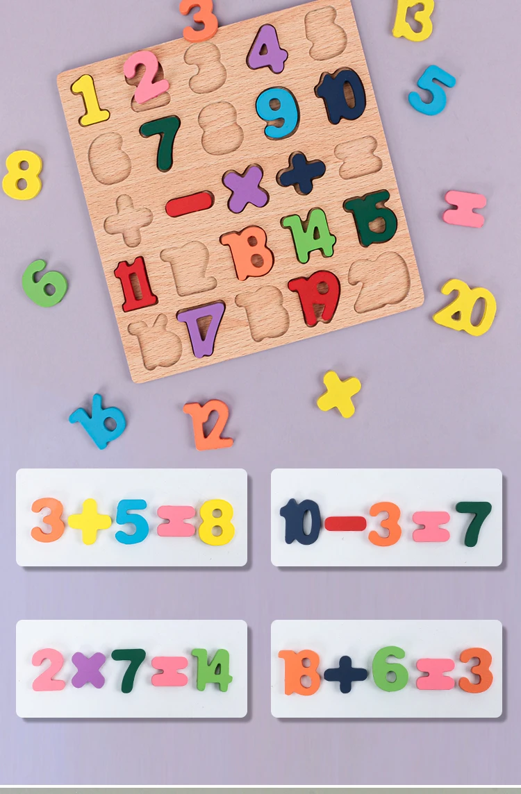 Kids Alphabetic Arithmetic Number Geometric Shapes Wooden Puzzle Montessori Preschool Learning Educational Game Toy for Children