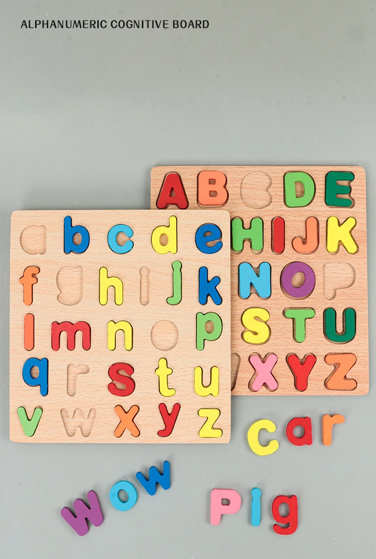 Kids Alphabetic Arithmetic Number Geometric Shapes Wooden Puzzle Montessori Preschool Learning Educational Game Toy for Children