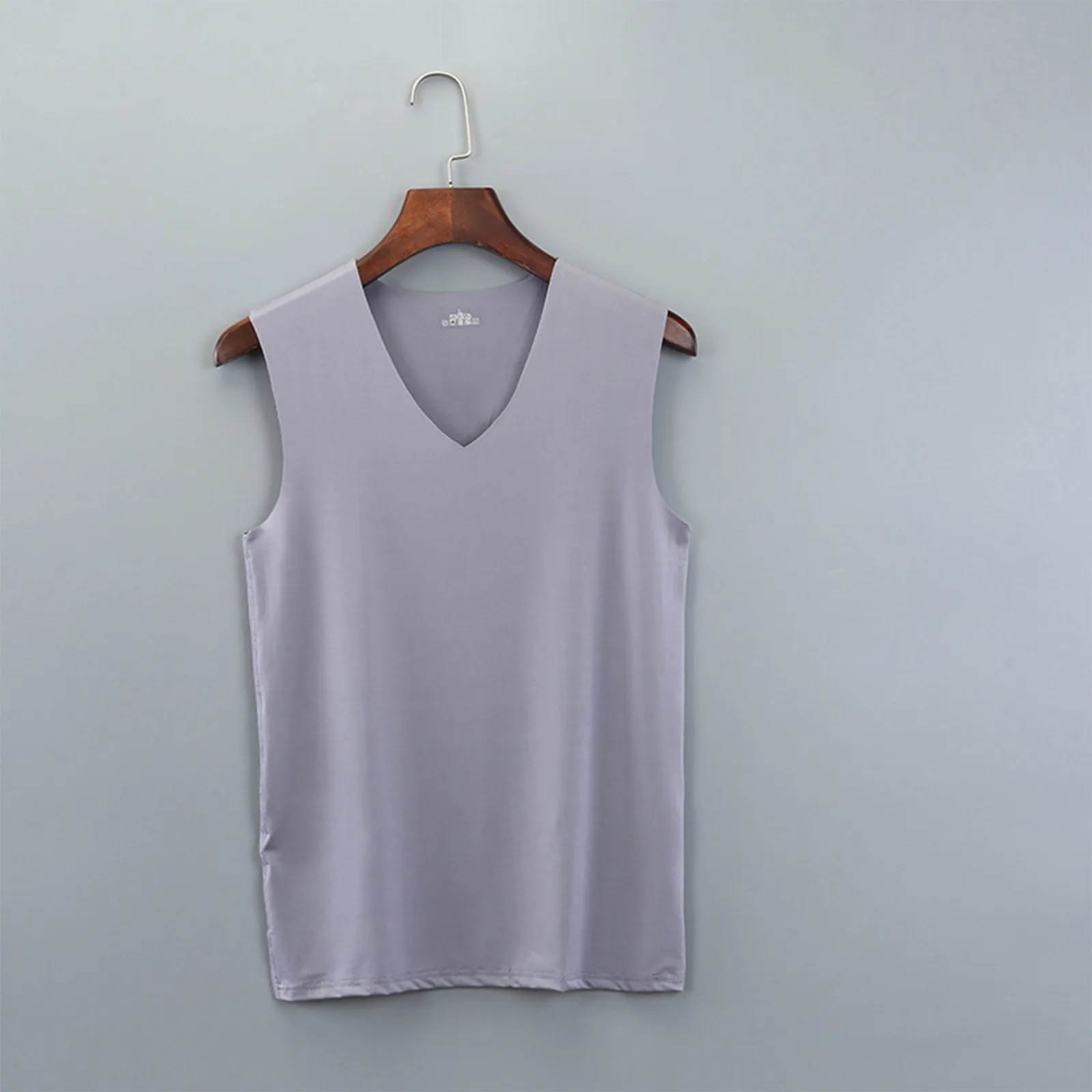 Men'S Top Men'S Summer Multi Color Sleeveless Vest Men'S Summer Ice Silk Traceless Thin Breathable Color V-Neck Sleeveless Top