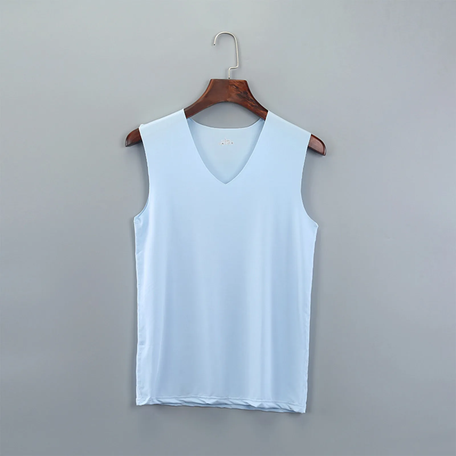 Men'S Top Men'S Summer Multi Color Sleeveless Vest Men'S Summer Ice Silk Traceless Thin Breathable Color V-Neck Sleeveless Top