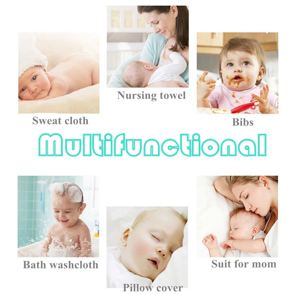 Baby Muslin Washcloths Natural Cotton Baby Wipes Soft Newborn Face Towel Sensitive Skin- Baby Registry 12*12inch Towels 2pcs