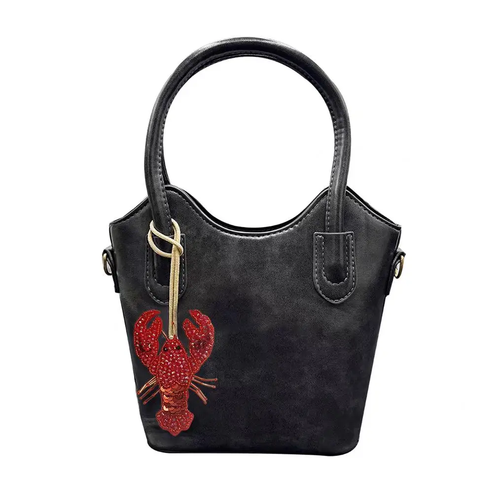 Handmade Rhinestone Lobster Beaded Pendant Pretty Hand Sewn Bag Charms Octopus Turtle Hanging Rope Patches Applique Bag Lanyard