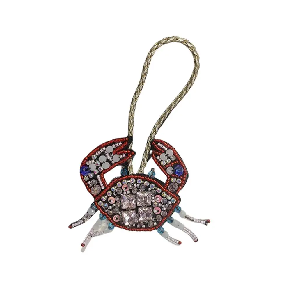 Handmade Rhinestone Lobster Beaded Pendant Pretty Hand Sewn Bag Charms Octopus Turtle Hanging Rope Patches Applique Bag Lanyard