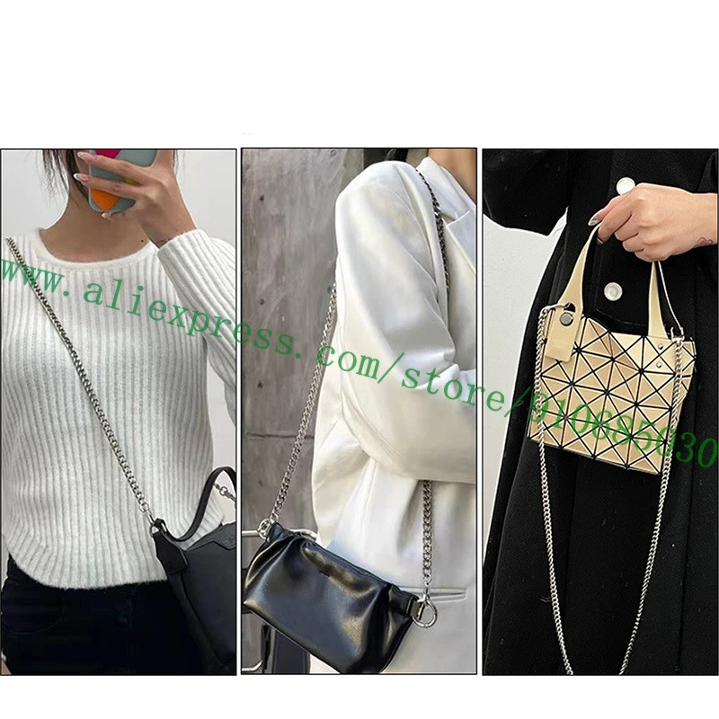 Polished Shine Stainless Metal Chain Shoulder Strap For Designer Lady Handbag Women Bag Purse Pochette Golden Silvery