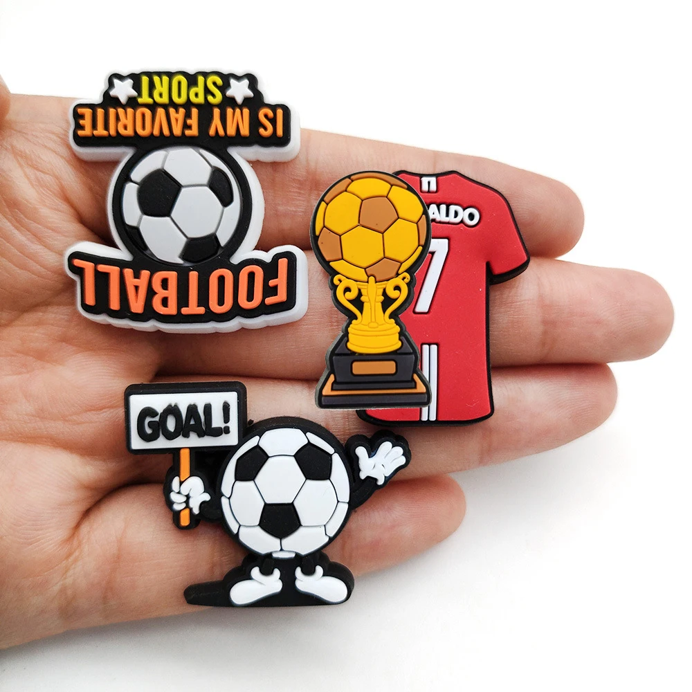 Sprot Soccer Football Shoe Charms Pin for Crocs Accessories Charms Clogs Slides DIY Shoe Decoration Buckle Party Gifts