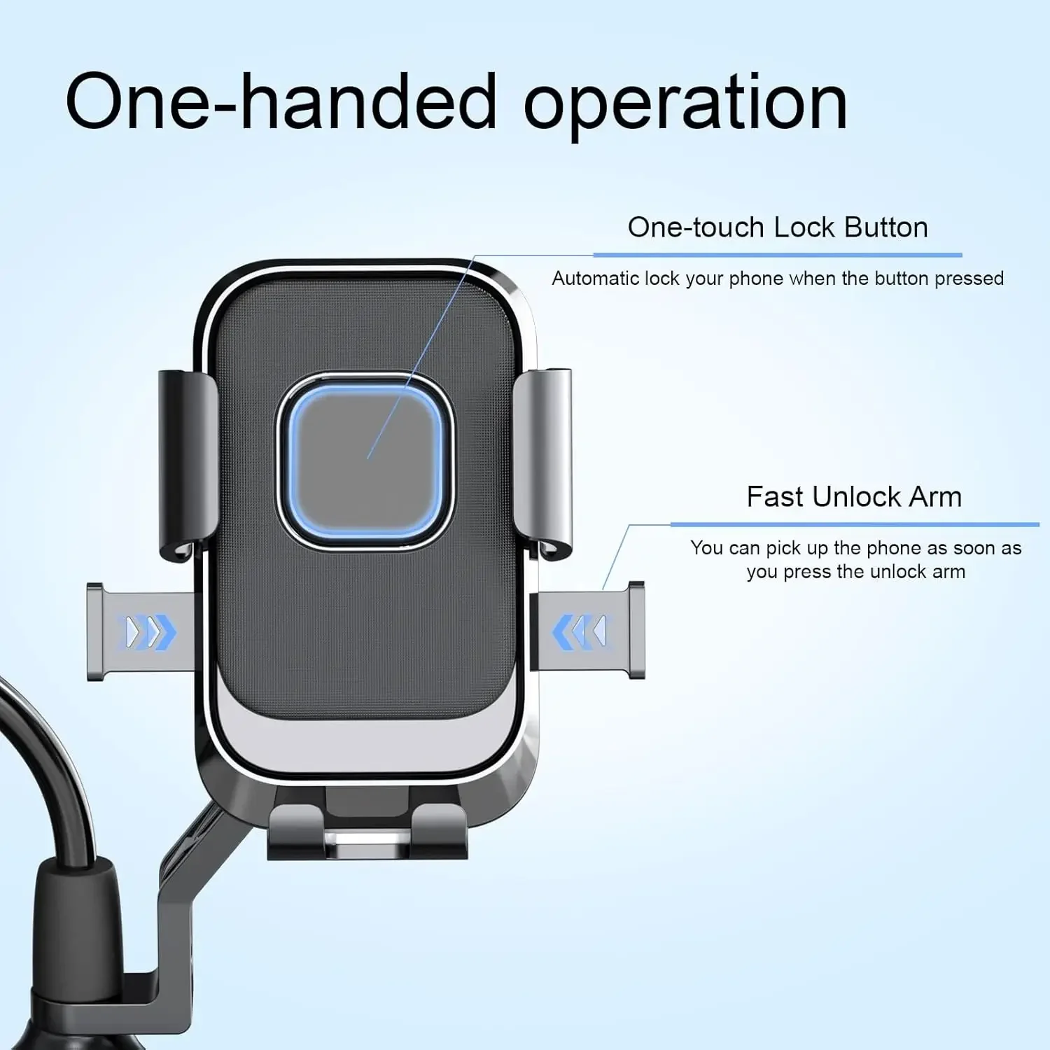 Universal Bike Phone Holder 360° Rotatable Phone Holder Handlebar Stand One Hand Operation GPS Clip for Motorcycle ATV Scooter