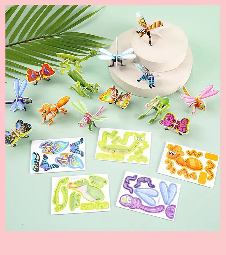 12-24pcs/bag 3D Animals Foam Puzzle Educational Toys for Kids Birthday Party Favor Guest Gift Classroom Rewards Goodie Fillers