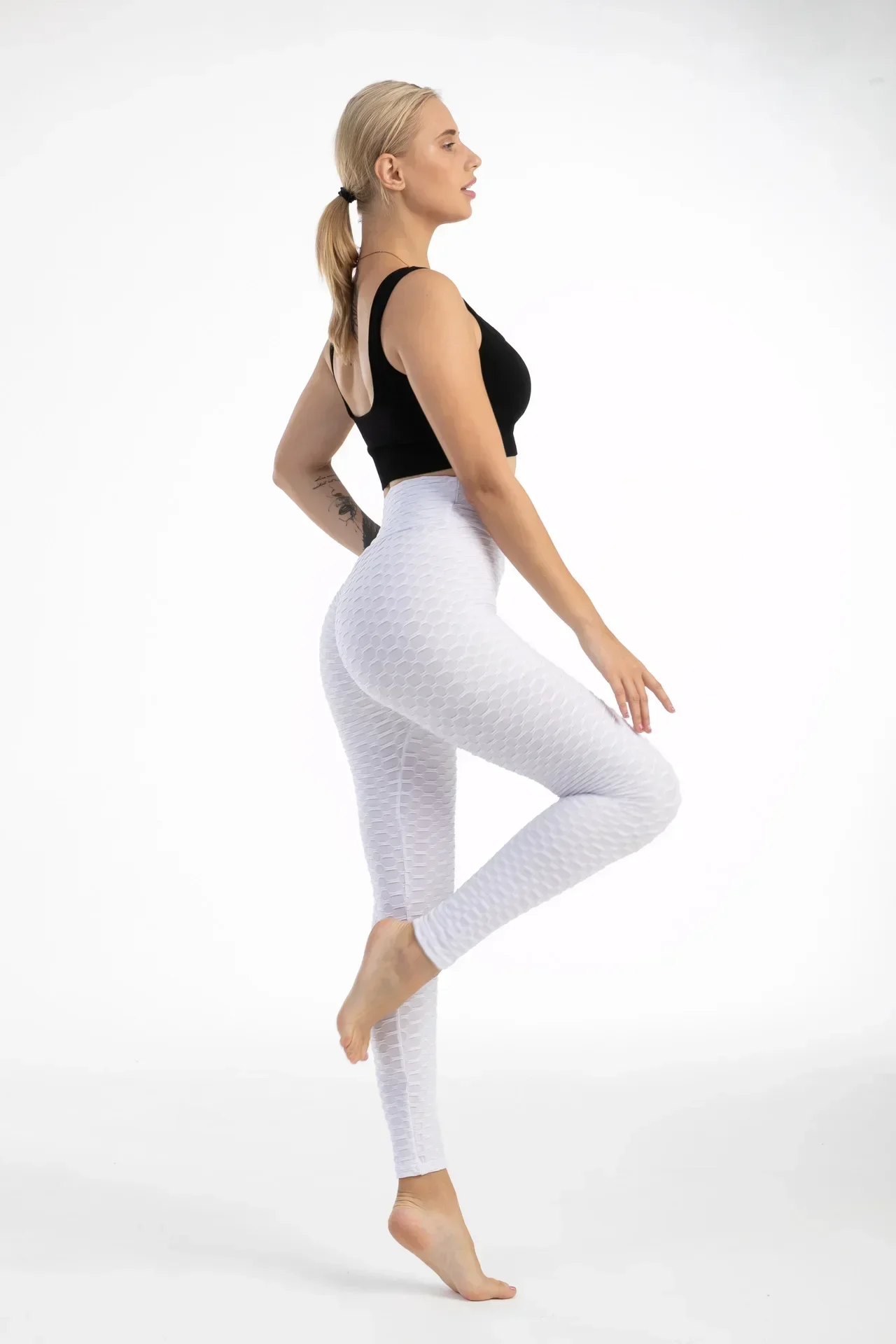 Women High Waist Bubble Leggings Seamless Yoga Leggings High Elastic Hip Liftting Gym Trainning Running Slim Fashion Pants