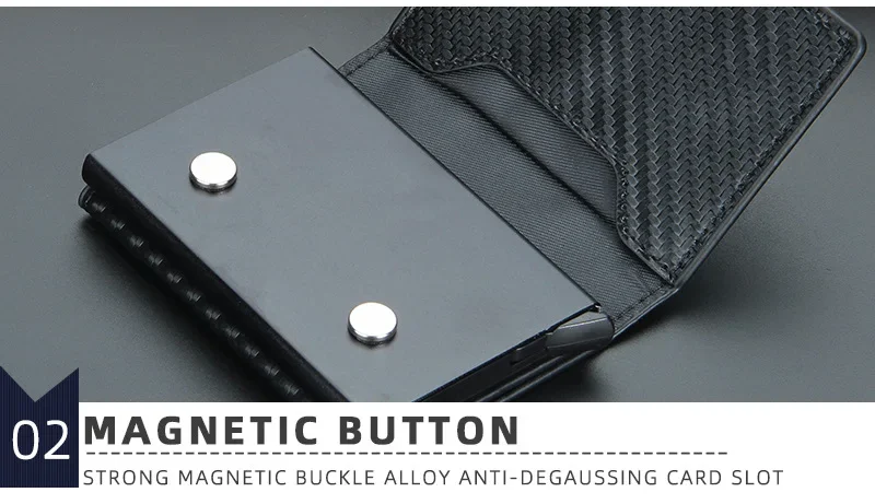 2024 Magnet Anti Rfid Blocking ID Credit Card Holder Case for Men Leather ID Bank Wallets with Magnetic Buckle Closer Cardholder