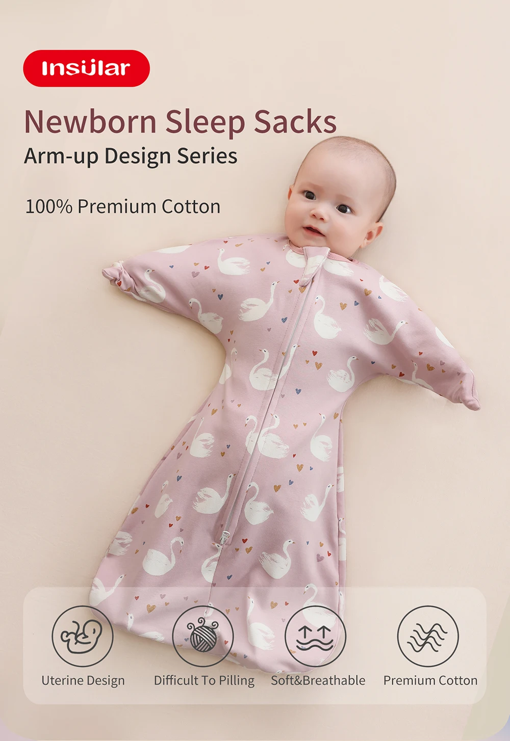 INSULAR Newborn Baby Sleeping Bags Anti-shock Cotton Cartoon Sleepsacks Baby Swaddle Bags Surrendered Anti-startle Bags