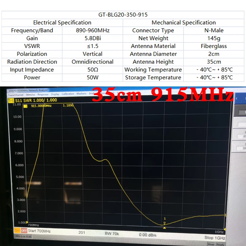 GIZONT Meshtastic LoRa 868MHz 915MHz Antenna Helium Hotspot Outdoor N Male Omni Fiberglass Long-distance Receiving Antennas