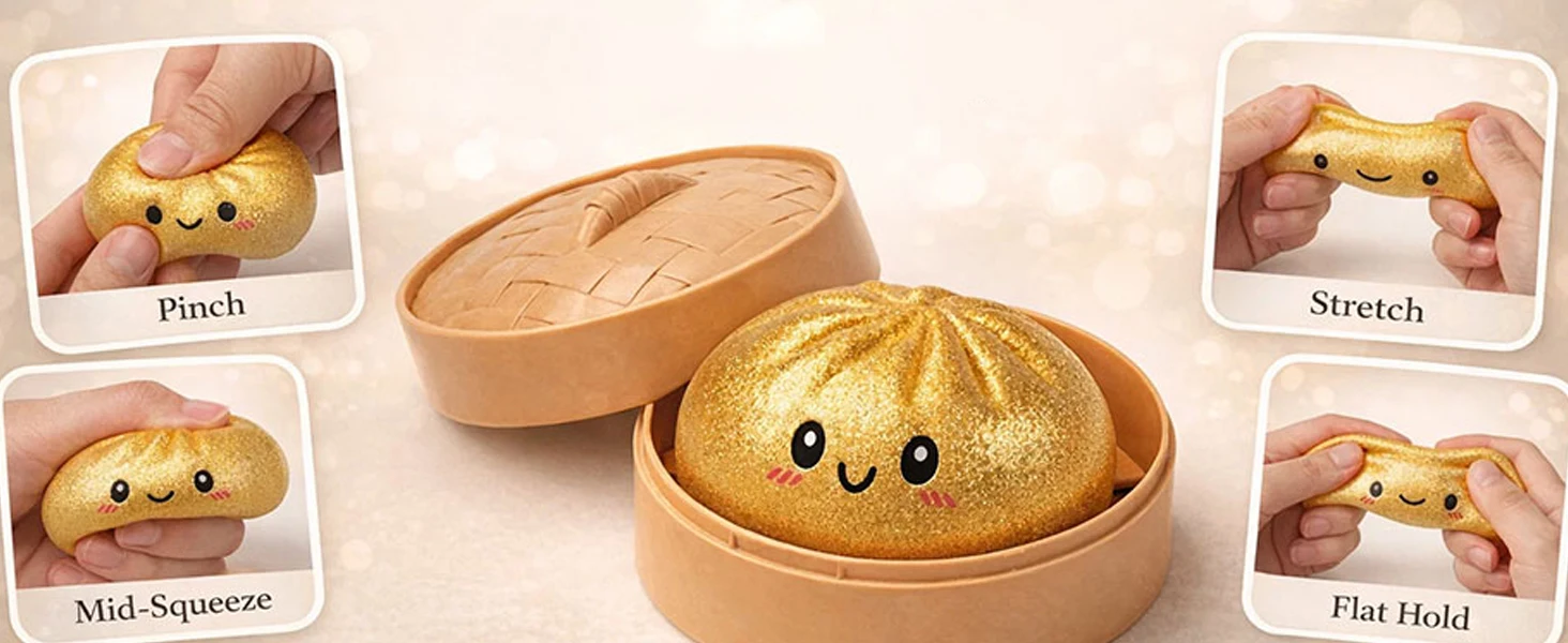 2027Glitter Dumpling Glitter Dumpling Squishy with Box Dumplings Sensory Squeeze Toy for Stress Relief