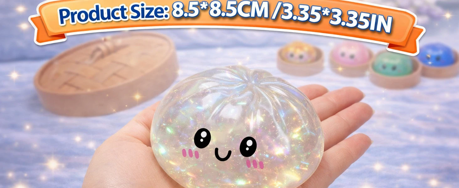 2027Glitter Dumpling Glitter Dumpling Squishy with Box Dumplings Sensory Squeeze Toy for Stress Relief