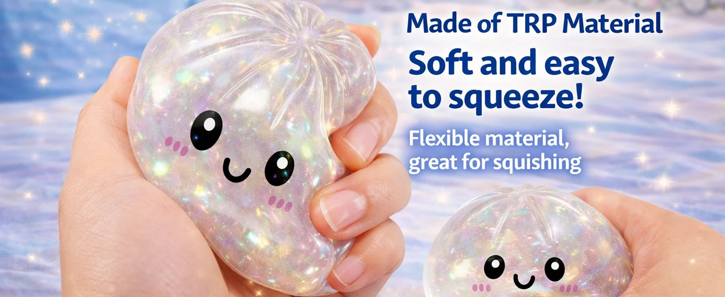 2027Glitter Dumpling Glitter Dumpling Squishy with Box Dumplings Sensory Squeeze Toy for Stress Relief