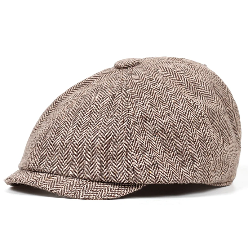 Retro Newsboy Caps Men Octagonal Hats British Painters Hats Autumn Winter Berets Herringbone Flat Caps Hip Hop Berets Gorras