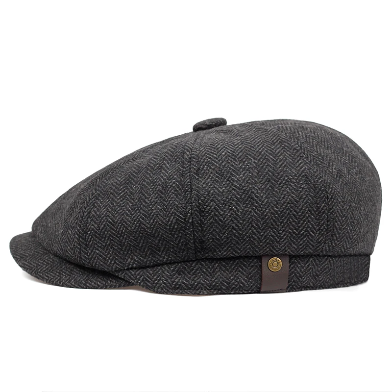 Retro Newsboy Caps Men Octagonal Hats British Painters Hats Autumn Winter Berets Herringbone Flat Caps Hip Hop Berets Gorras