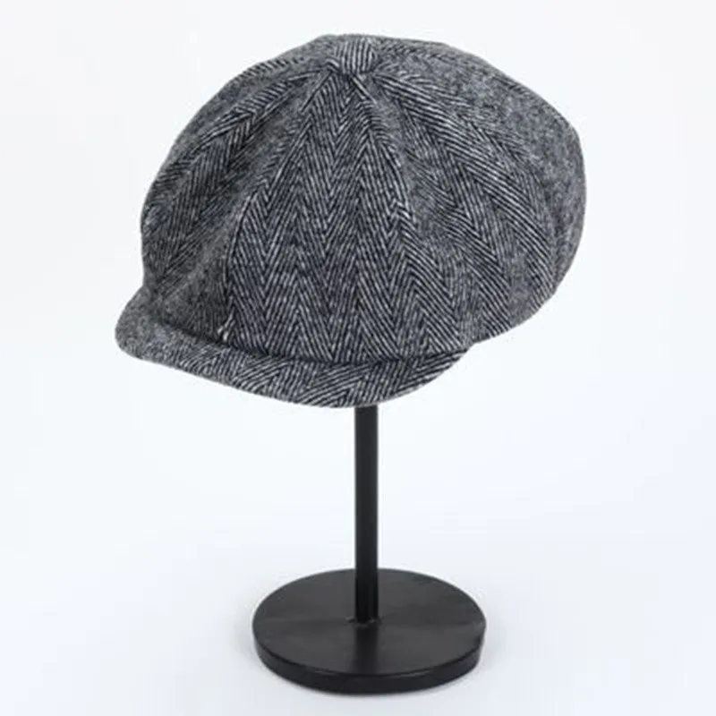 Retro Newsboy Caps Men Octagonal Hats British Painters Hats Autumn Winter Berets Herringbone Flat Caps Hip Hop Berets Gorras