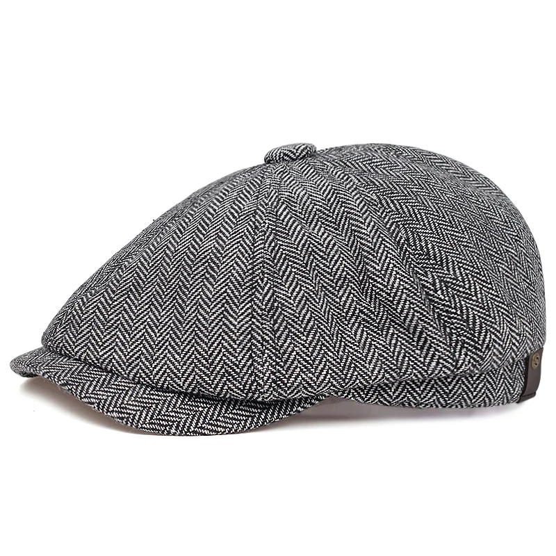 Retro Newsboy Caps Men Octagonal Hats British Painters Hats Autumn Winter Berets Herringbone Flat Caps Hip Hop Berets Gorras