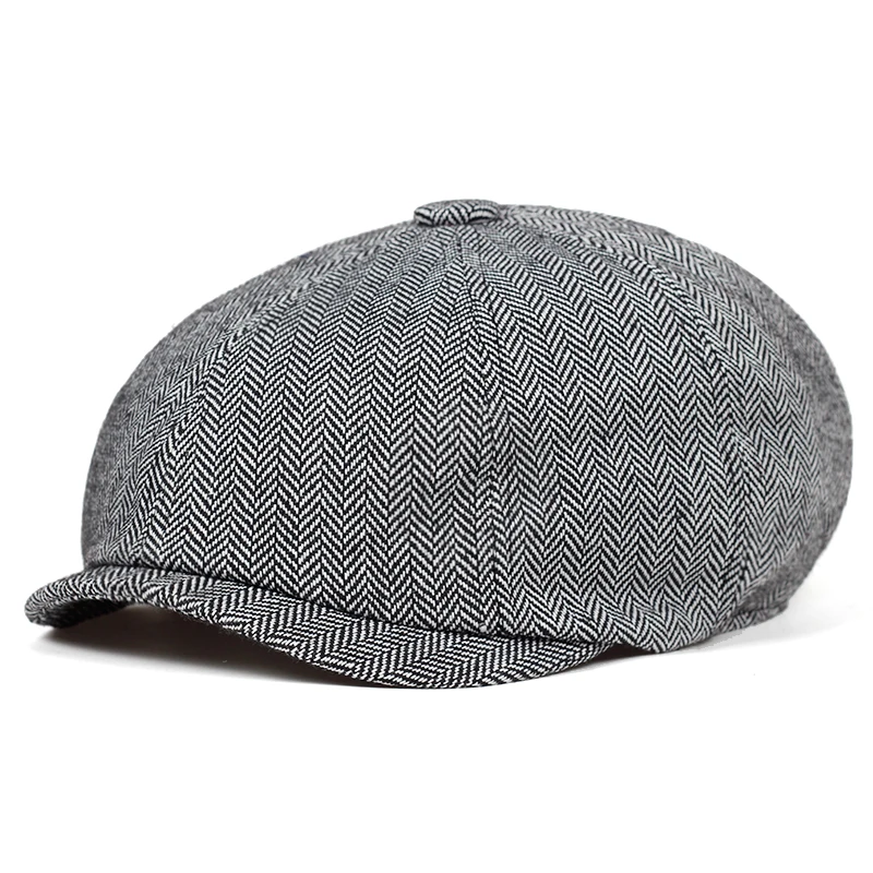 Retro Newsboy Caps Men Octagonal Hats British Painters Hats Autumn Winter Berets Herringbone Flat Caps Hip Hop Berets Gorras