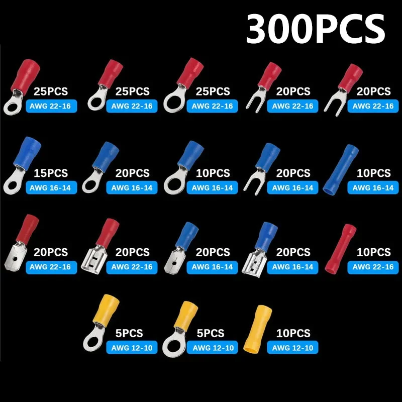 480/280/102PCS Wire Connector Kit Male Female Insulated Terminals Cold Crimp Terminals Assorted Crimp Terminals Spade