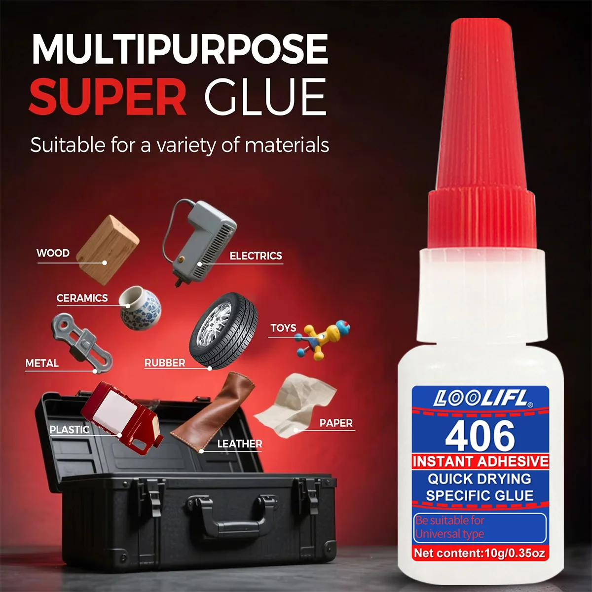 1-10Pcs 406 Super Glue Plastic Professional Adhesive Transparent Cyanoacrylate Glue Fast Drying Odorless Long Lasting Bonding