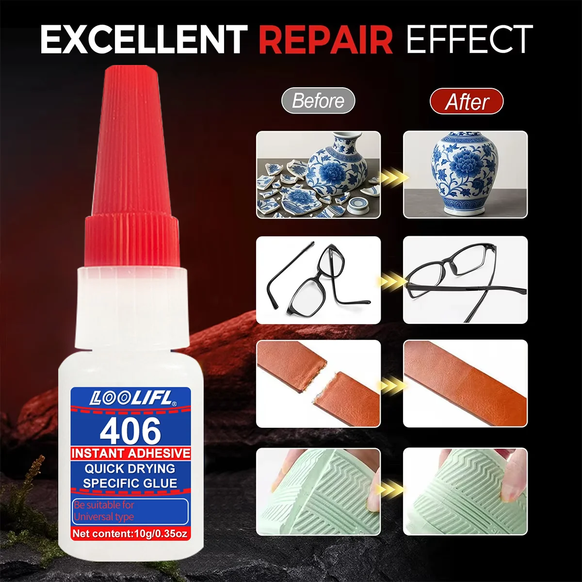 1-10Pcs 406 Super Glue Plastic Professional Adhesive Transparent Cyanoacrylate Glue Fast Drying Odorless Long Lasting Bonding