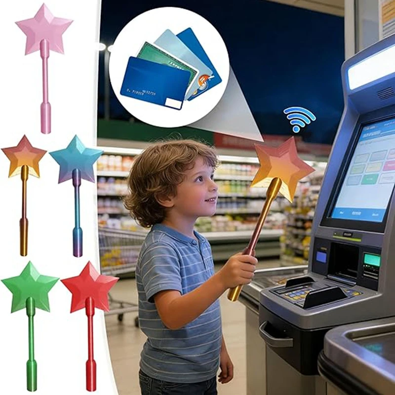 3D Printed Wand Tap To Pay Star Payment Stick Magic Credit Card Pay Props Wand for Card Credit Card Holder Gift for Childfren