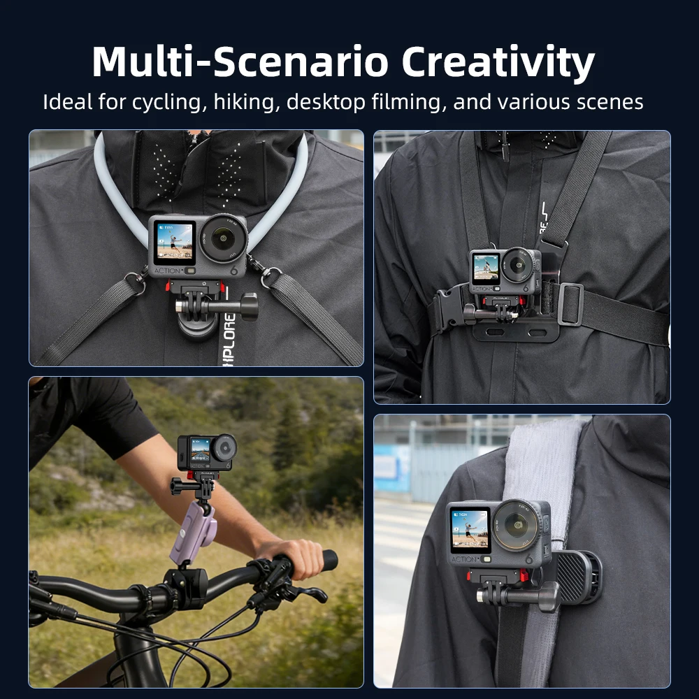 Flymile Quick-Release Mount Magnetic for DJI Action 6 Osmo 360 II Nano Camera 360 ° Rotate Base Extension Bracket Foldable Claw