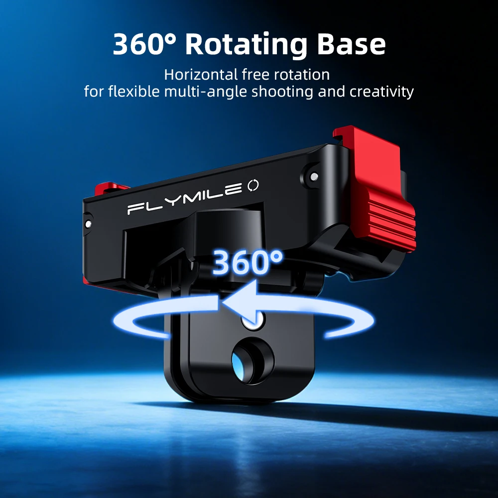 Flymile Quick-Release Mount Magnetic for DJI Action 6 Osmo 360 II Nano Camera 360 ° Rotate Base Extension Bracket Foldable Claw