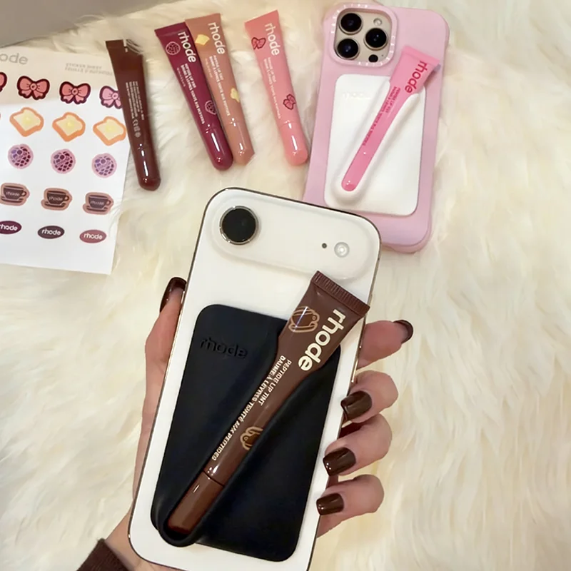 Hot Ribbon Toast Raspberry Espresso Lip Gloss Magnetic SNAP-ON LIP Case Holder for IPhone 17Air 16 15 Pro Max Plus Phone Cover