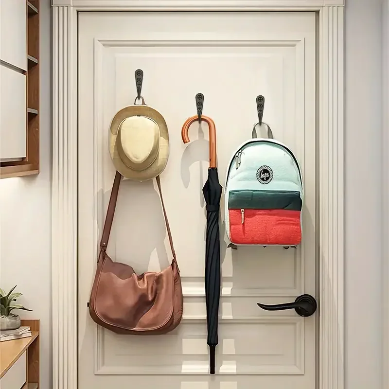 Black Metal Hooks with Screws Wall Mounted Hanging Hook for Coat Towel Bags Caps Hanger Kitchen Bathroom Storage Rack Holder