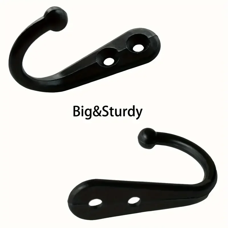 Black Metal Hooks with Screws Wall Mounted Hanging Hook for Coat Towel Bags Caps Hanger Kitchen Bathroom Storage Rack Holder