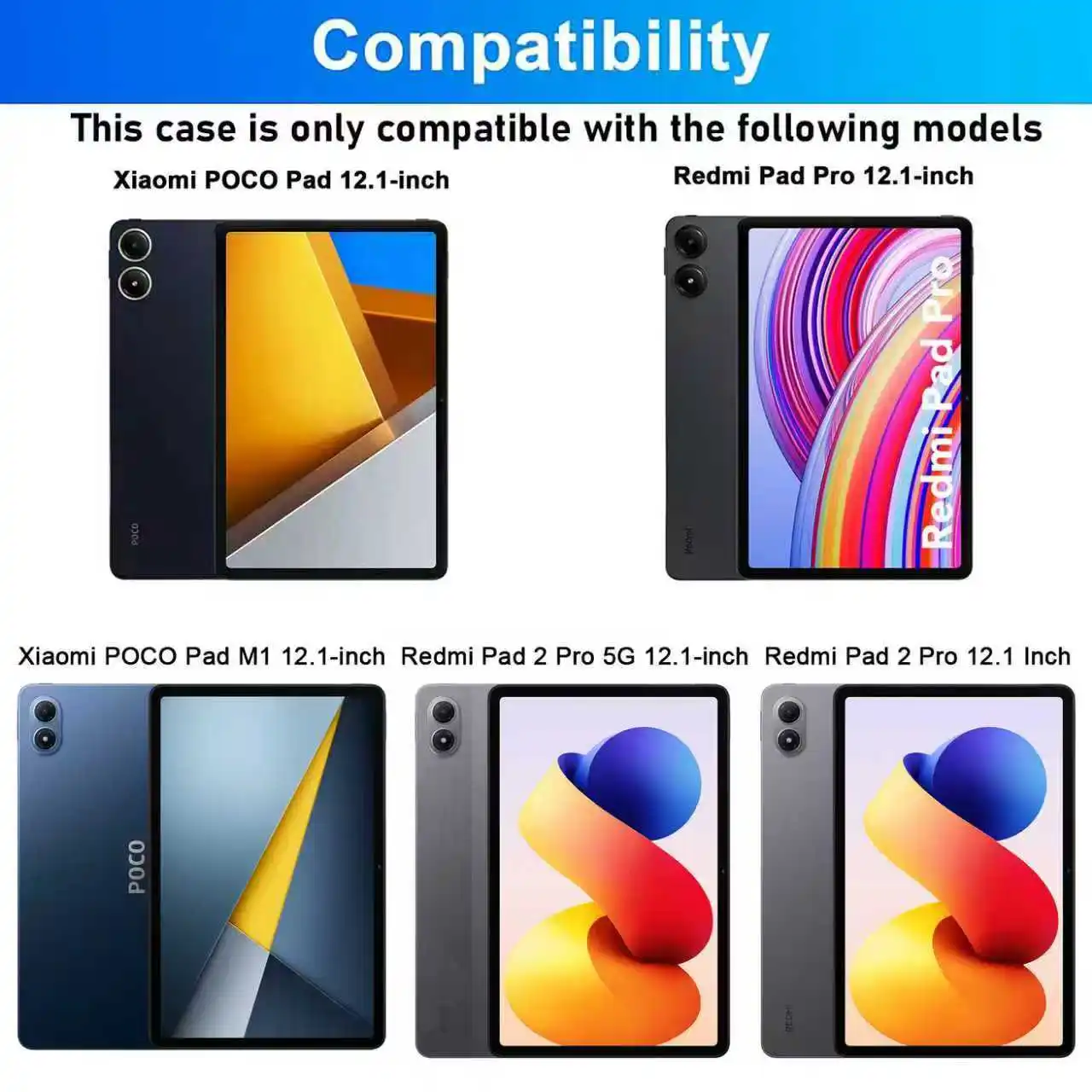 Case for Xiaomi Redmi Pad 2 Pro / Poco Pad M1 12.1 inch ,Detachable Bluetooth Keyboard for Redmi Pad Pro / Xiaomi Poco Pad 12.1