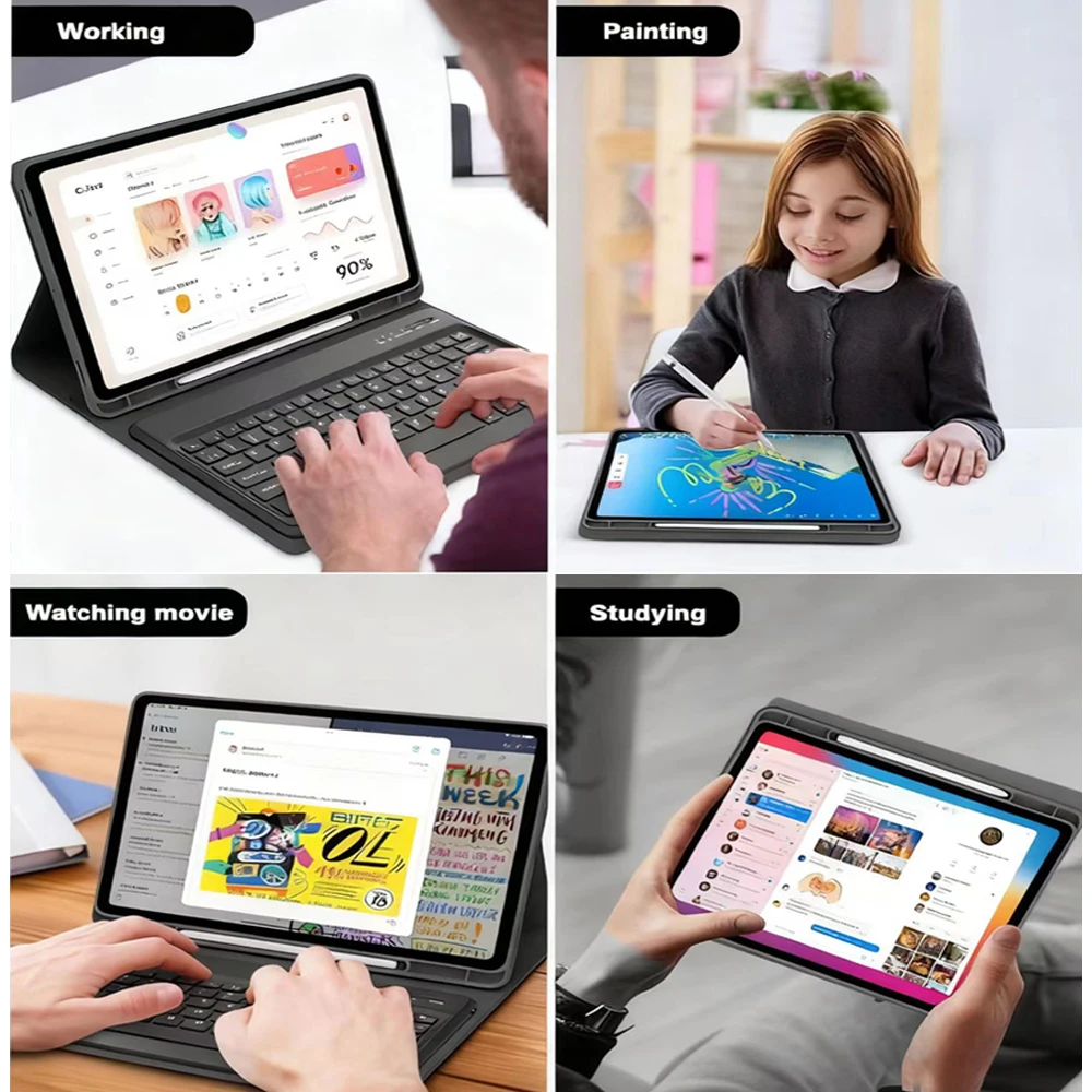 Case for Xiaomi Redmi Pad 2 Pro / Poco Pad M1 12.1 inch ,Detachable Bluetooth Keyboard for Redmi Pad Pro / Xiaomi Poco Pad 12.1