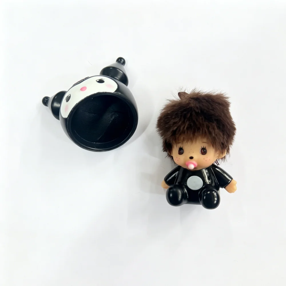 Ins Style Cute Hello Kitty Monchhichi Keychain Vinyl Doll Pendant Couple Style Backpack Hanger Car Decoration Trending Ornament