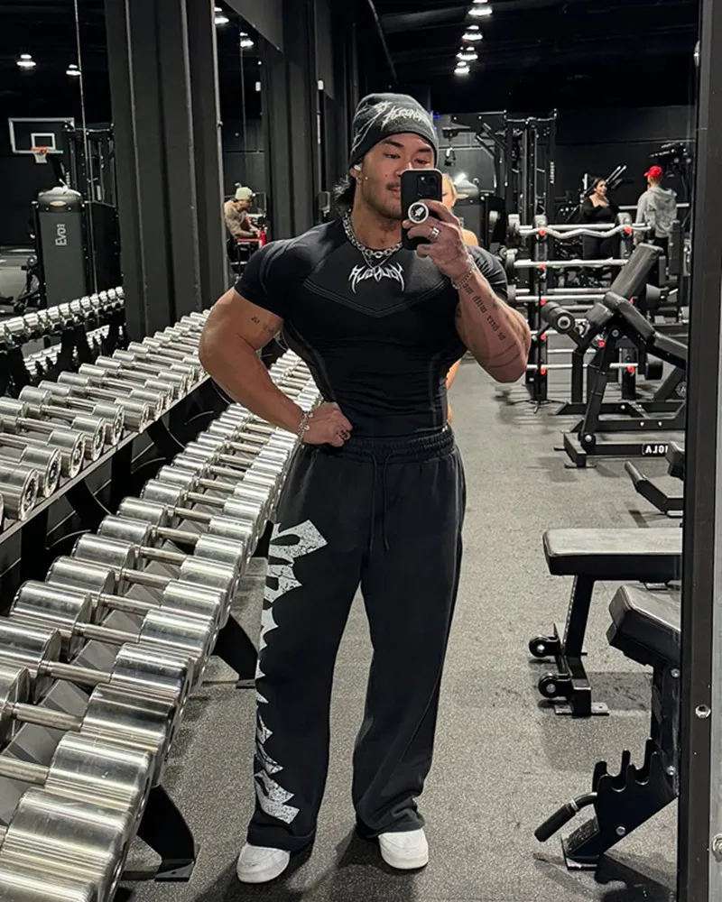 Men's Compression Short Sleeve T-Shirt Tribal Print Workout Tops Breathable Quick Dry Athletic Base Layer for Gym Training Bodyb