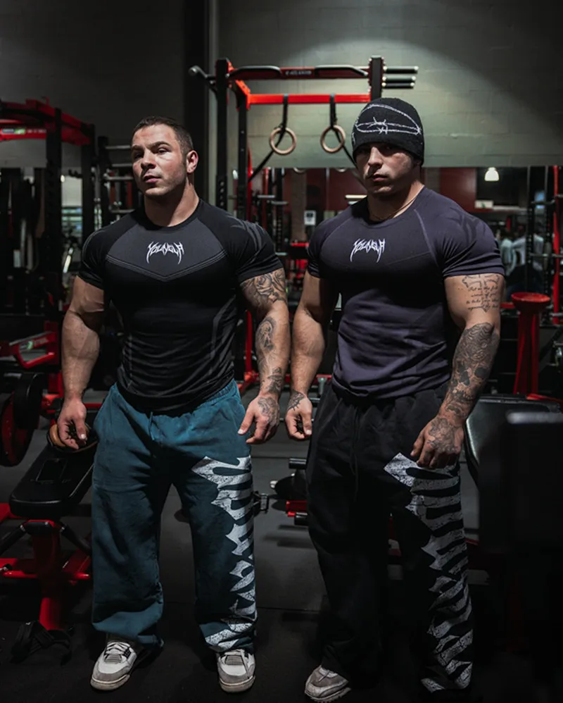 Men's Compression Short Sleeve T-Shirt Tribal Print Workout Tops Breathable Quick Dry Athletic Base Layer for Gym Training Bodyb