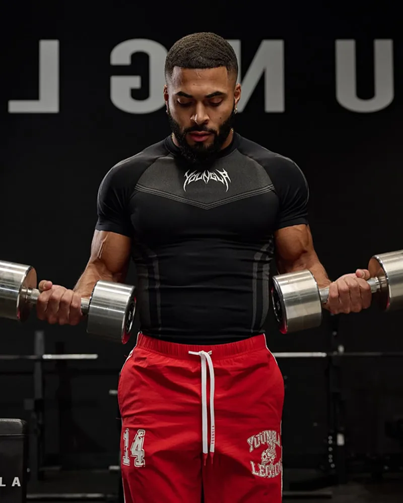 Men's Compression Short Sleeve T-Shirt Tribal Print Workout Tops Breathable Quick Dry Athletic Base Layer for Gym Training Bodyb
