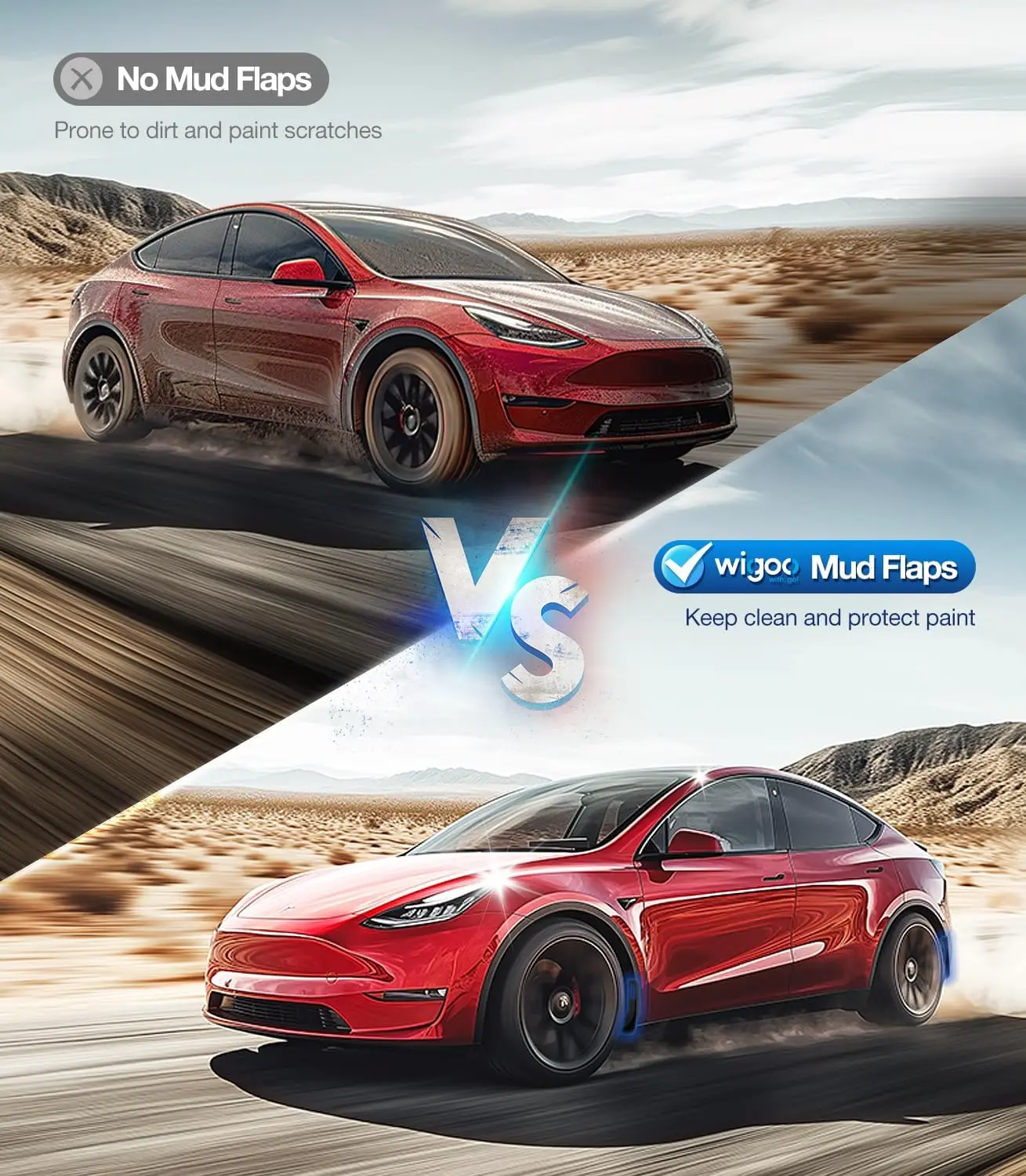 Mud Flaps for Tesla Model Y Model 3 2026 Stay Clean Protect Paint Military Grade All Weather Splash Guards No Drilling Required